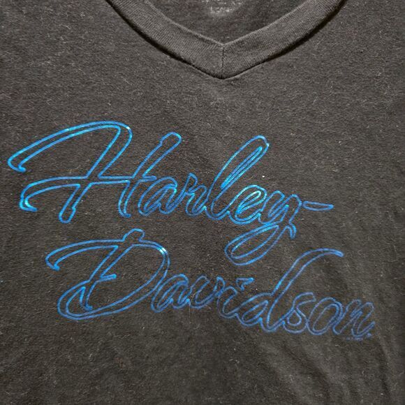 St Paul Harley Davidson Women's‎ t-shirt Blue holographic Size Large - Picture 1 of 11